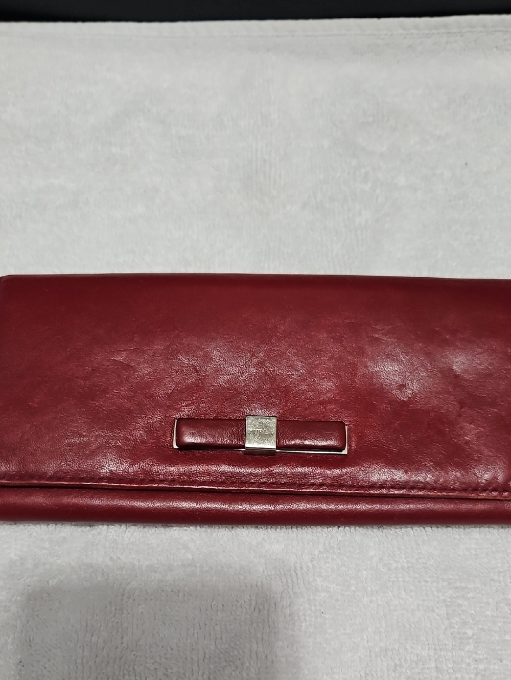 FURLA CHANTILLY LONG WALLET Red Leather Bow Detail